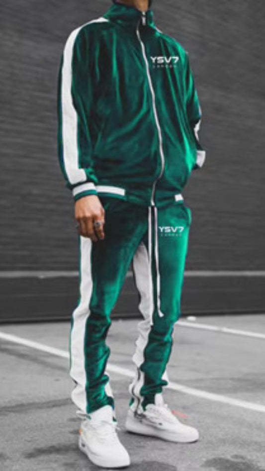 MEN'S GREEN VELVET TRACKSUIT