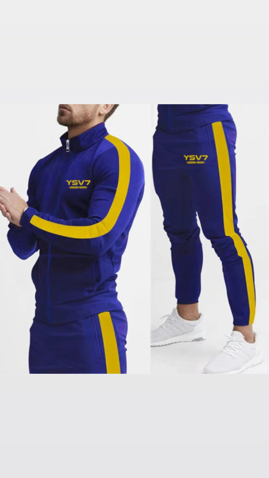 MEN'S PURPLE AND YELLOW FITTED TRACKSUIT
