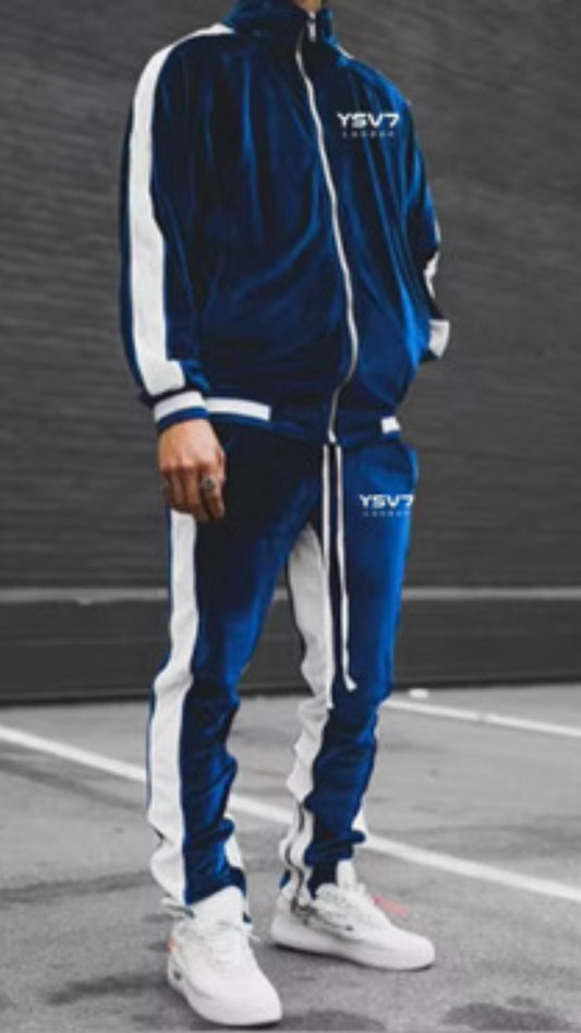 MEN'S ROYAL BLUE VELVET TRACKSUIT