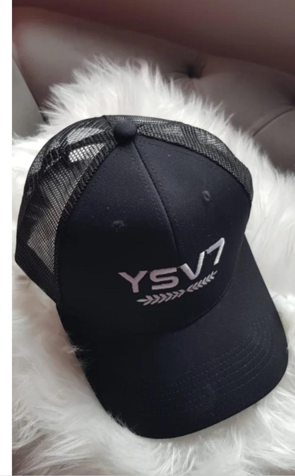 UNISEX BLACK SNAPBACK MESH CAP WHITE LOGO