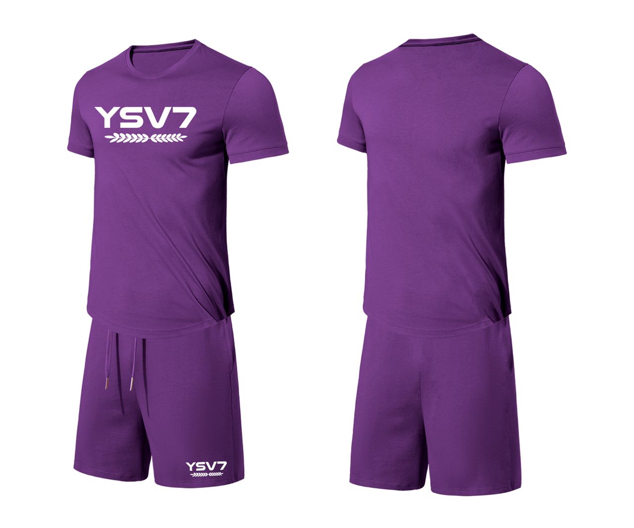 MENS PURPLE FITTED SHORT SET