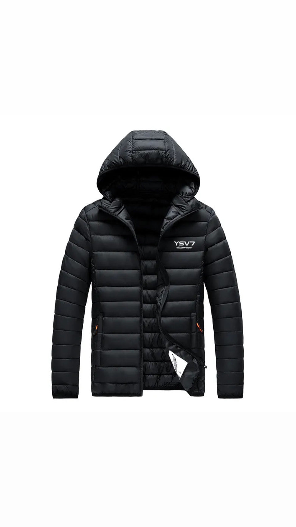 MALE PADDED BLACK FITTED ZIPPED JACKET