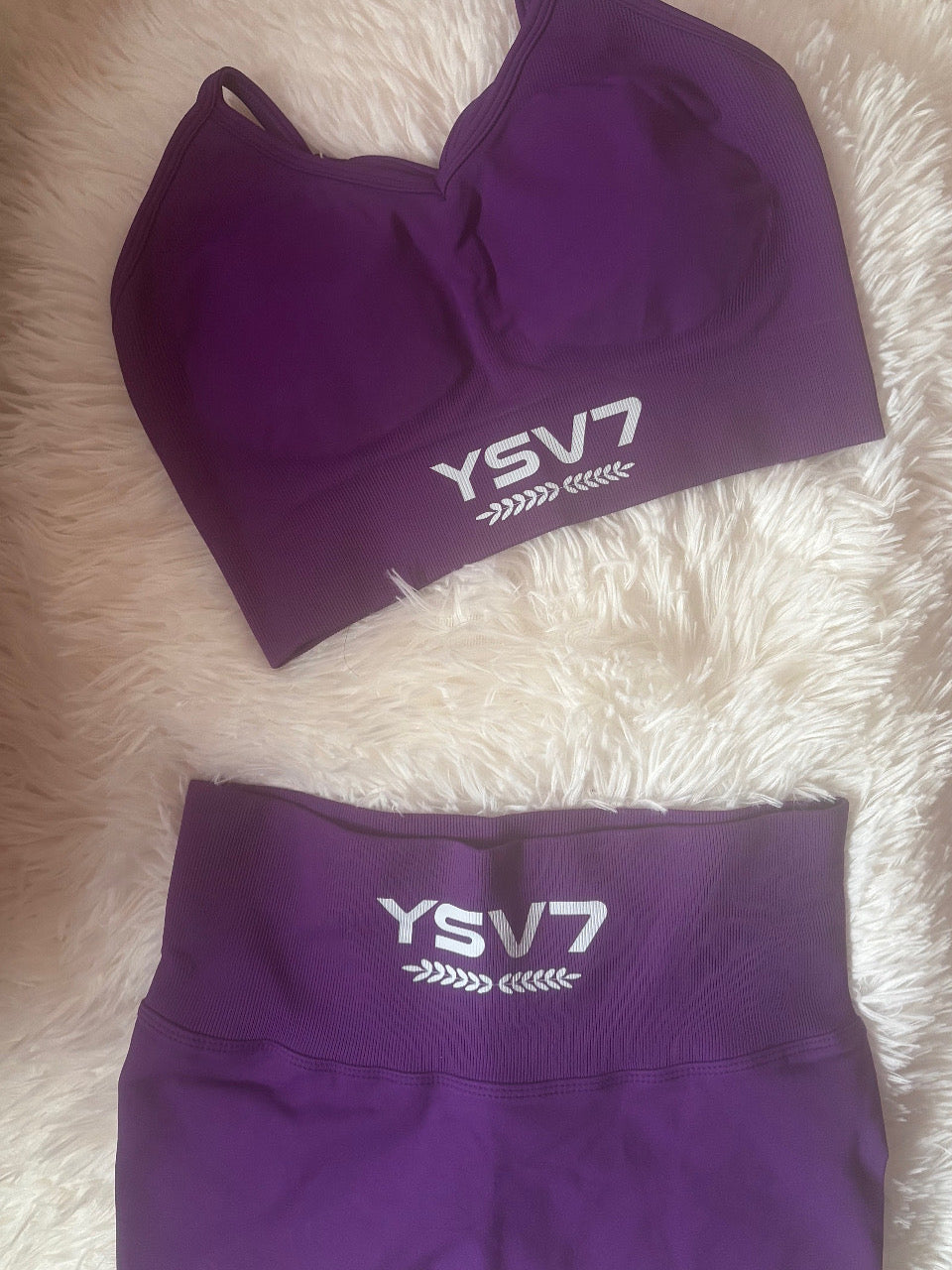 YSV7 Women's Purple Gym Bra Top and Shorts Set