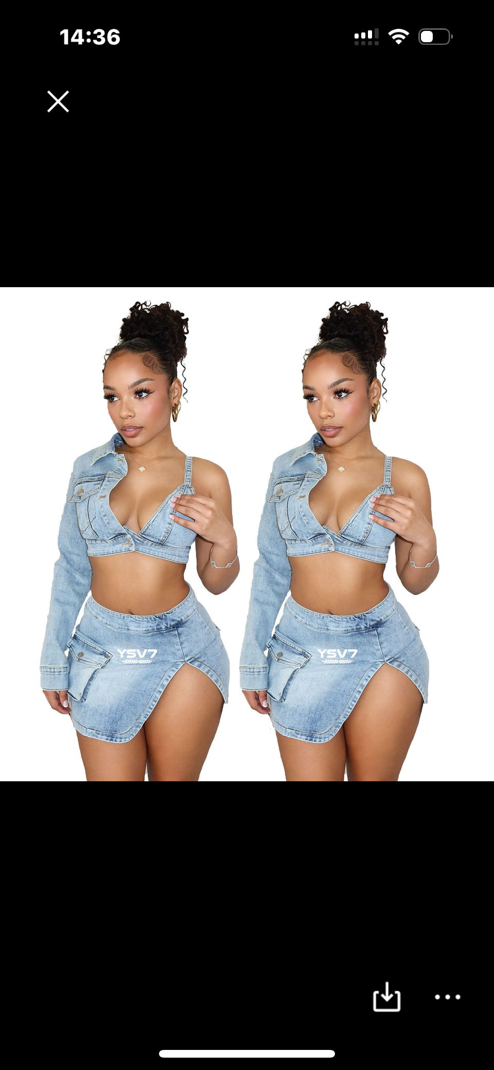 WOMENS OFF SHOULDER JEAN SKIRT SET