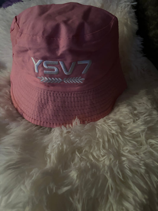 UNISEX LIGHT PINK BUCKET HAT WHITE LOGO