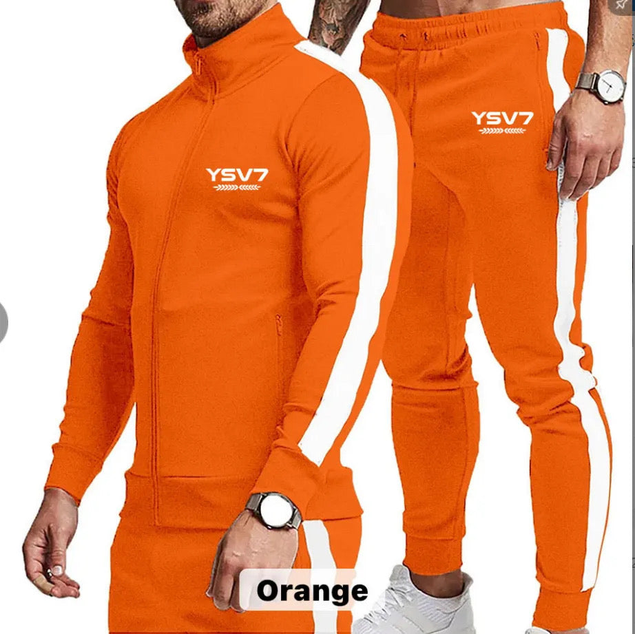 MENS ORANGE AND WHITE FITTED TRACKSUIT