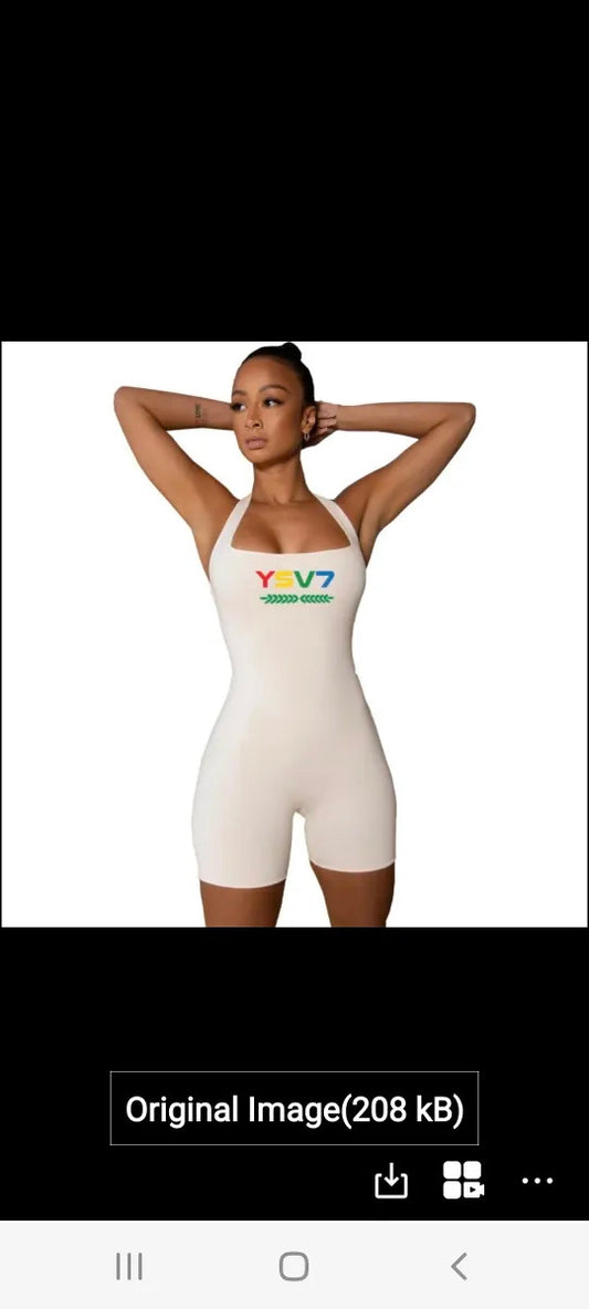 WOMENS SHAPEWEAR HALTERNECK UNITARD WHITE COLOURFUL LOGO