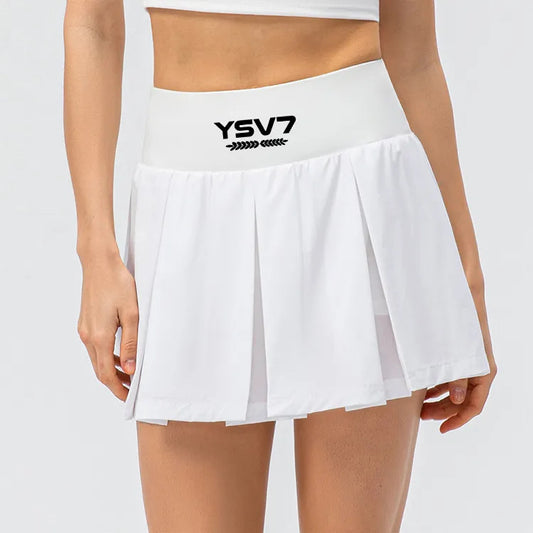 WOMENS WHITE TENNIS SKIRT WITH FITTED SHORTS