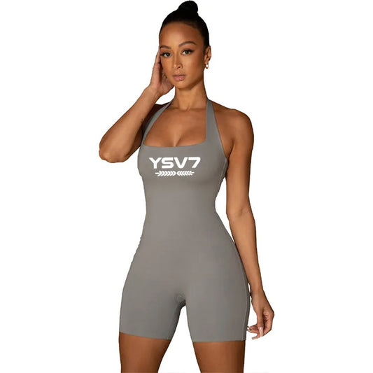 WOMENS SHAPEWEAR UNITARD GREY WHITE LOGO