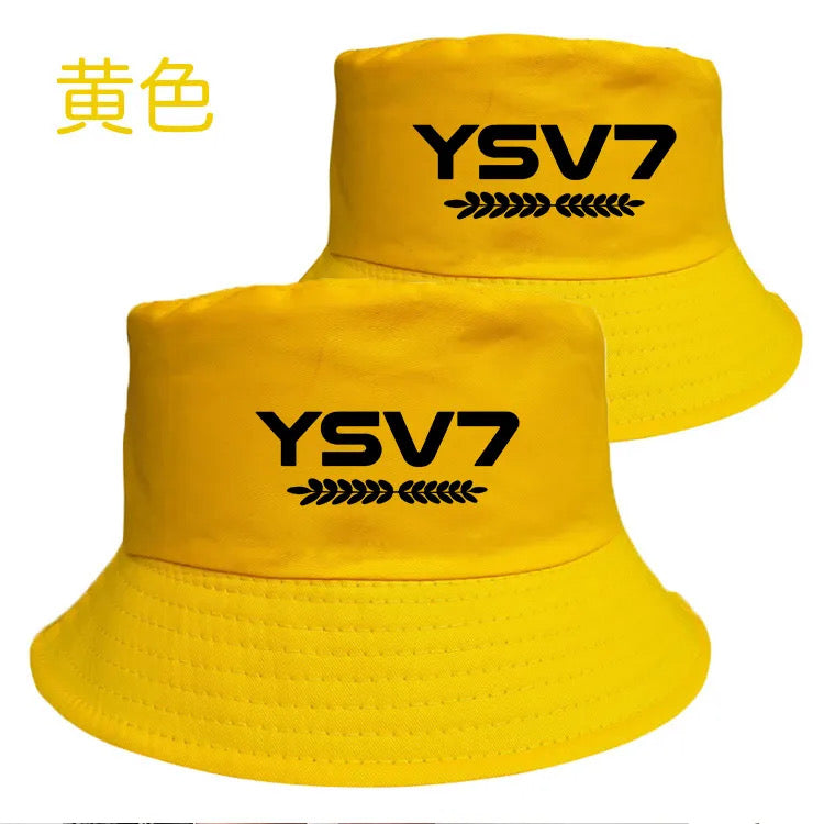 UNISEX YELLOW BUCKET HAT BLACK LOGO