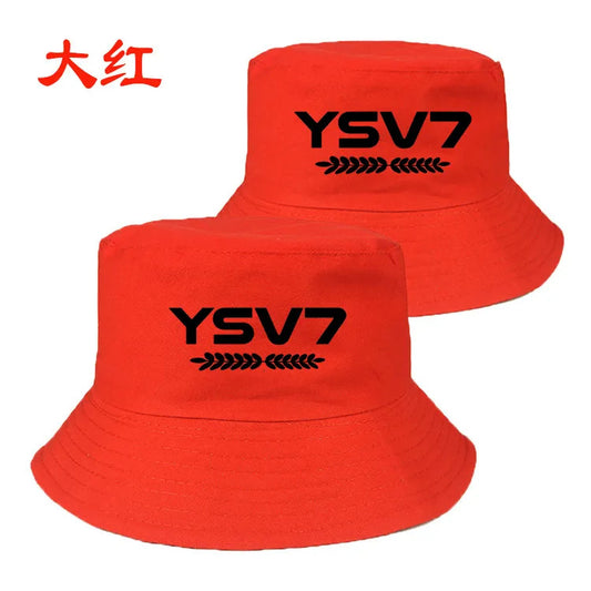 UNISEX RED BUCKET HAT BLACK LOGO