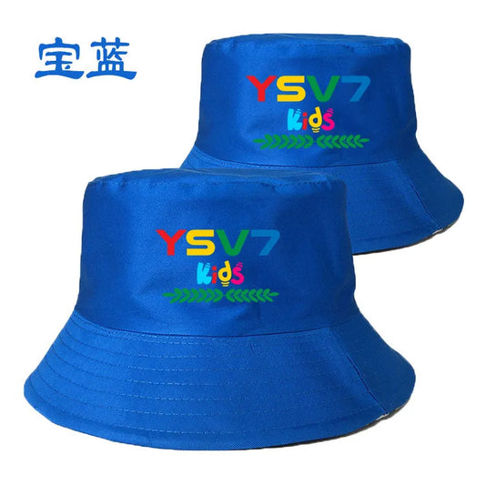 KIDS COLLECTION COBALT BLUE BUCKET HAT COLOURFUL LOGO