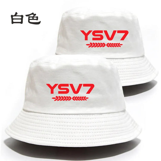 UNISEX WHITE BUCKET HAT RED LOGO