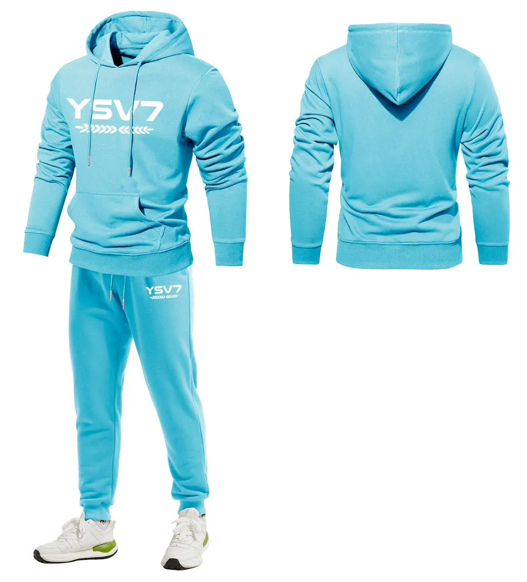 MENS SKY BLUE WARM HOODED TRACKSUIT