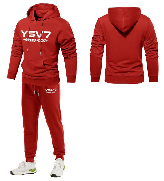 MENS RED WARM HOODED TRACKSUIT