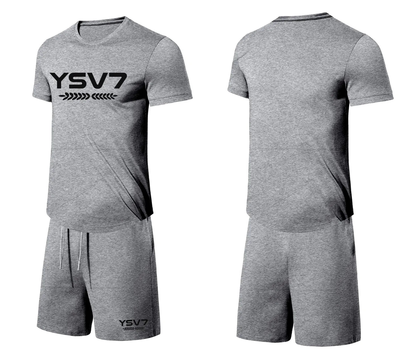 MENS DARK GREY FITTED SHORT SET