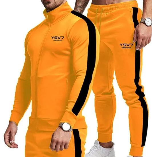 MENS MUSTARD YELLOW AND BLACK FITTED TRACKSUIT