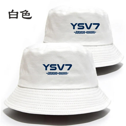 UNISEX WHITE BUCKET HAT BLUE LOGO