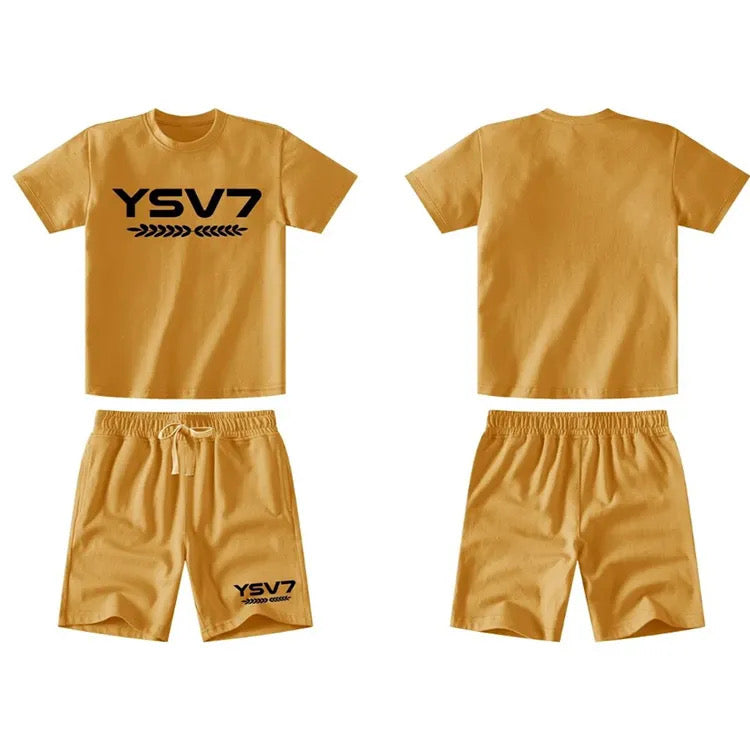 UNISEX KIDS MUSTARD YELLOW SHORT SET