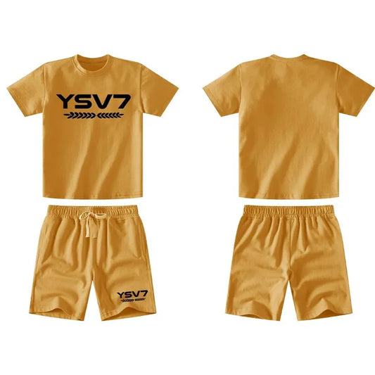 UNISEX KIDS MUSTARD YELLOW SHORT SET