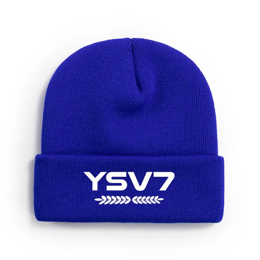 COBALT BLUE BEANIE HAT EMBROIDERED WHITE LOGO