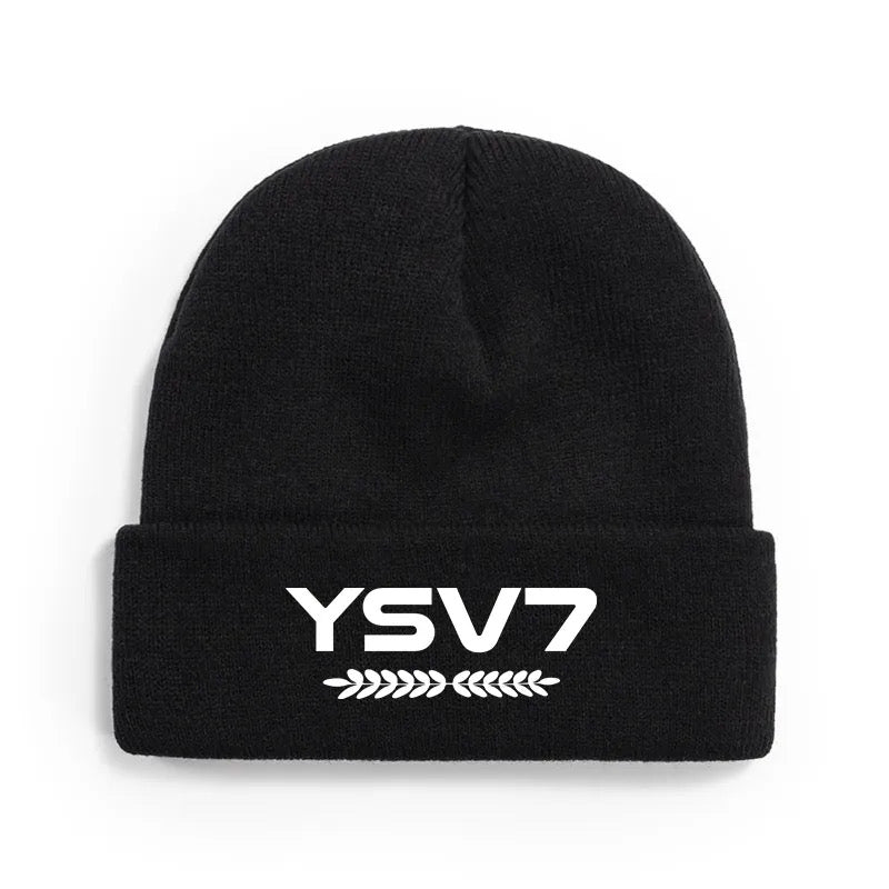 BLACK BEANIE HAT EMBROIDERED WHITE LOGO