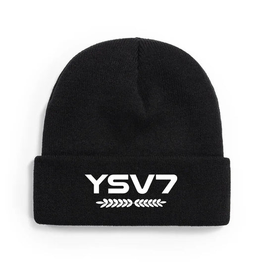 BLACK BEANIE HAT EMBROIDERED WHITE LOGO