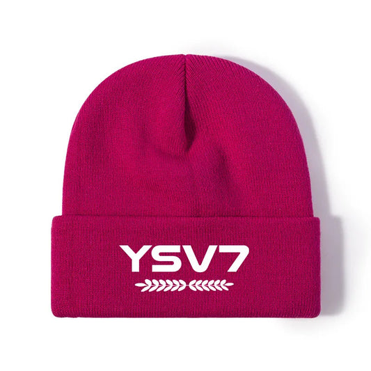 DARK PINK BEANIE EMBROIDERED LOGO