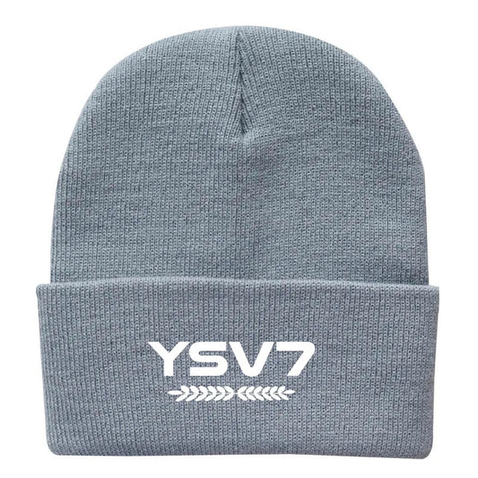 GREY BEANIE HAT EMBROIDERED WHITE LOGO