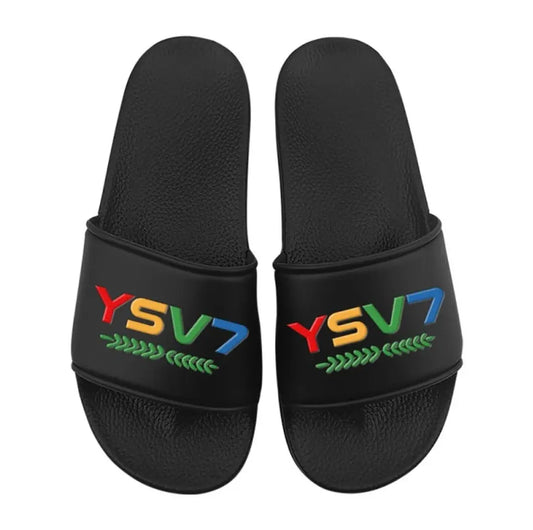 UNISEX BLACK COLOURFUL LOGO SLIDERS