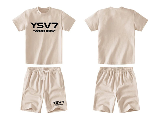 UNISEX KIDS CHAMPAGNE BEIGE SHORT SET AGES 2- 12