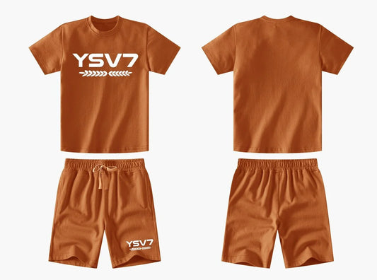 UNISEX KIDS BURNT ORANGE SHORT SET AGES 2 - 12