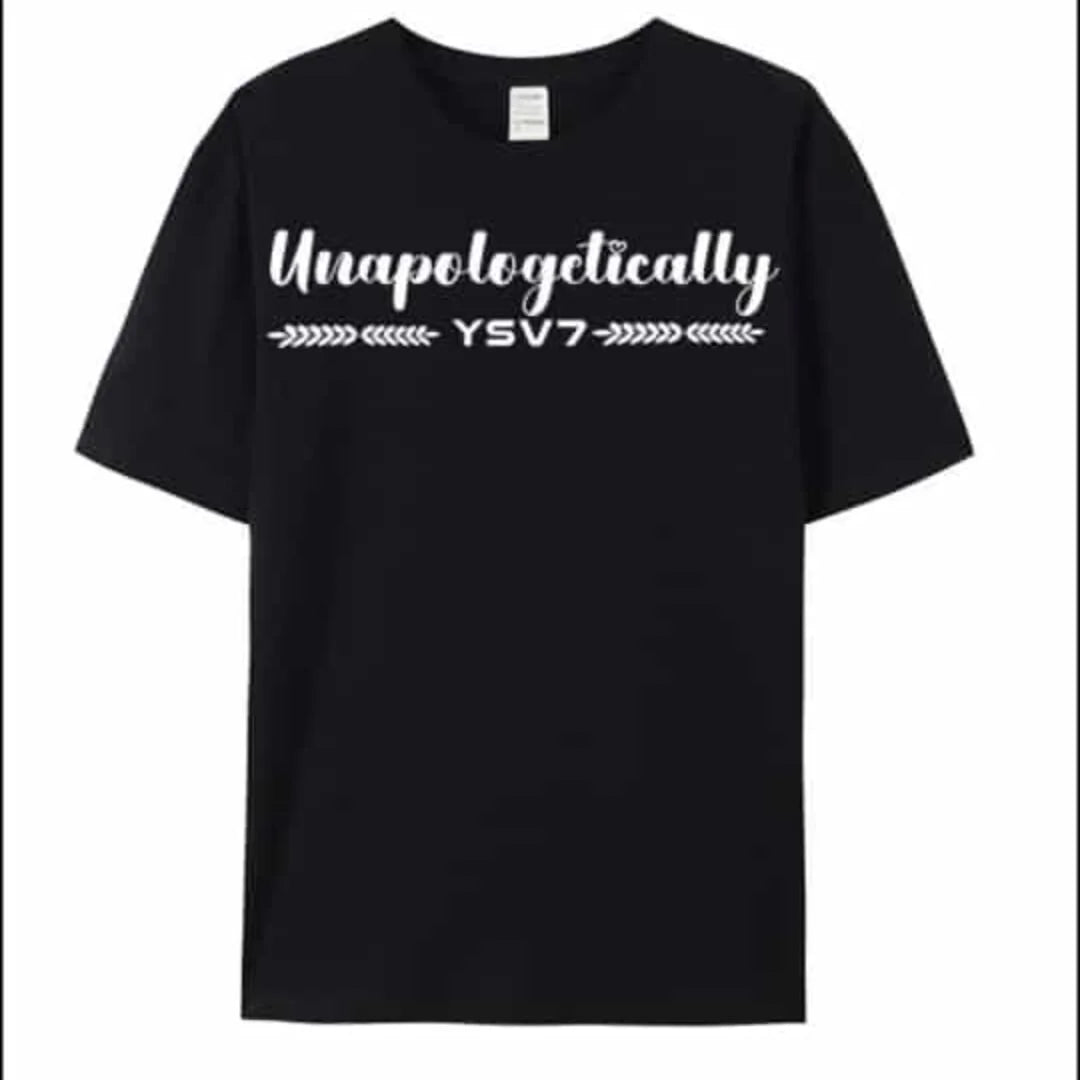 UNISEX UNAPOLOGETICALLY BLACK T SHIRT WHITE LOGO