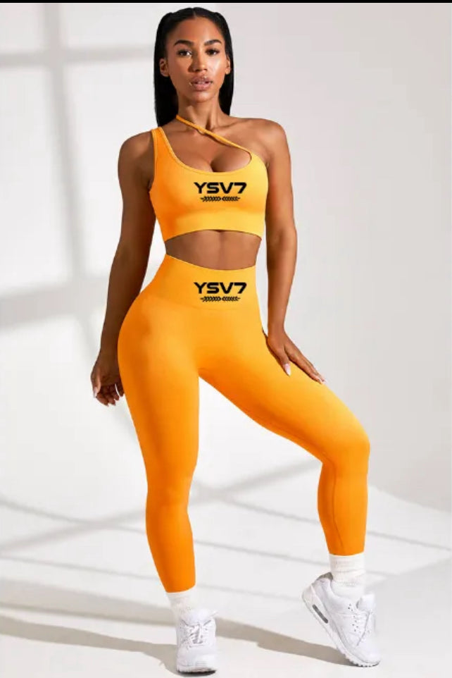 WOMENS TANGERINE BRA TOP AND LEGGINGS