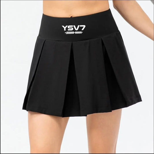 WOMENS BLACK TENNIS SKIRT WITH FITTED SHORTS